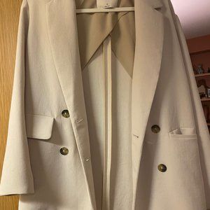 Aritzia Wilfred XS Oversize Oat Double Breasted Blazer